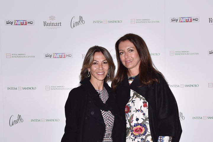 MILAN, ITALY - APRIL 11:  Veronica Porzio and Cristina Soriani attend Save The Artistic Heritage - Vernissage Cocktail on April 11, 2018 in Milan, Italy.  
