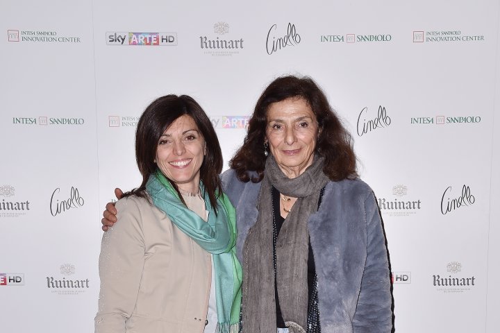 MILAN, ITALY - APRIL 11:  Rosa Quadrino and Carla Cordini attend Save The Artistic Heritage - Vernissage Cocktail on April 11, 2018 in Milan, Italy.  