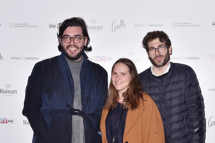 MILAN, ITALY - APRIL 11:  Alberto Zenere, Gloria De Risi and Alessio Baldister attend Save The Artistic Heritage - Vernissage Cocktail on April 11, 2018 in Milan, Italy.  (Photo by Jacopo Raule/Getty Images for Cinello) *** Local Caption *** Alberto Zenere;Gloria De Risi;Alessio Baldister