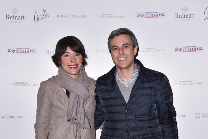 MILAN, ITALY - APRIL 11:  Francesco Spreafico and Emanuela Mazzolis attends Save The Artistic Heritage - Vernissage Cocktail on April 11, 2018 in Milan, Italy.  