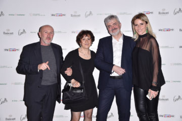 MILAN, ITALY - APRIL 11:  Patrizio Losi, Luciana Albasi, Luca Renzi and Federica Pesce attend Save The Artistic Heritage - Vernissage Cocktail on April 11, 2018 in Milan, Italy. 