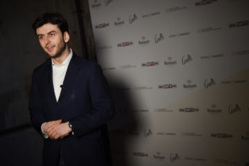 MILAN, ITALY - APRIL 11:  Guest attends Save The Artistic Heritage - Vernissage Cocktail on April 11, 2018 in Milan, Italy.  