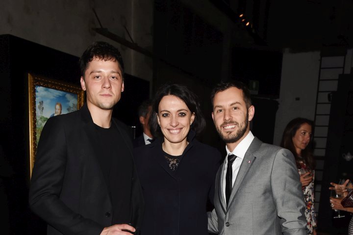 MILAN, ITALY - APRIL 11:  (L-R) Luca Dalla Valle and Greg attend Save The Artistic Heritage - Vernissage Cocktail on April 11, 2018 in Milan, Italy.  