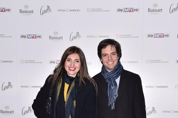 MILAN, ITALY - APRIL 11:  Michele Figlioli and Carolina Donzelli attend Save The Artistic Heritage - Vernissage Cocktail on April 11, 2018 in Milan, Italy.  