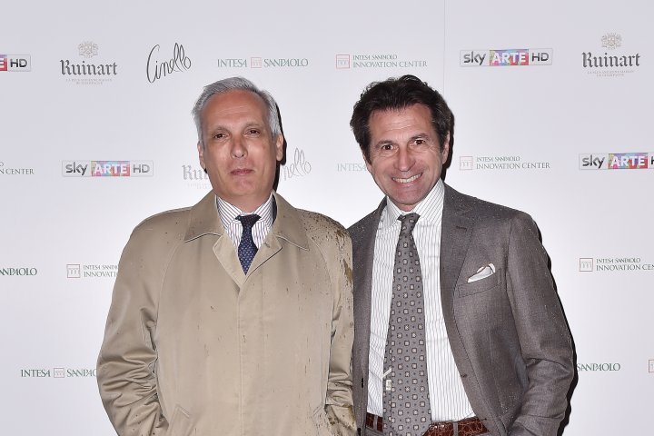 MILAN, ITALY - APRIL 11:  Alfredo Malguzzi and Primo Maronati attend Save The Artistic Heritage - Vernissage Cocktail on April 11, 2018 in Milan, Italy.  
