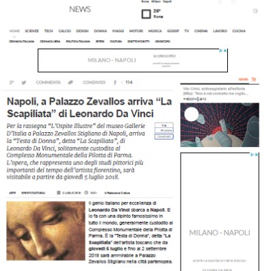 Napoli, a Palazzo Zevallos arriva “La Scapiliata” di Leonardo Da Vinci