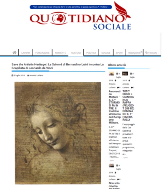 La Salomè di Bernardino Luini incontra La Scapiliata di Leonardo da Vinci
